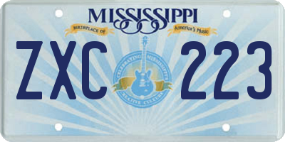 MS license plate ZXC223