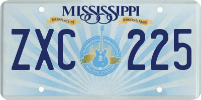 MS license plate ZXC225