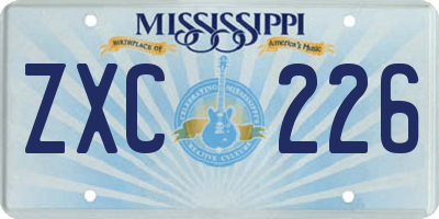 MS license plate ZXC226
