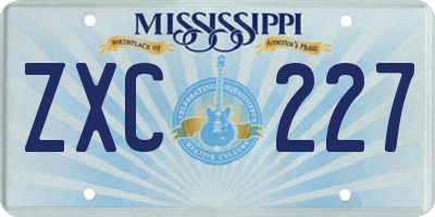 MS license plate ZXC227