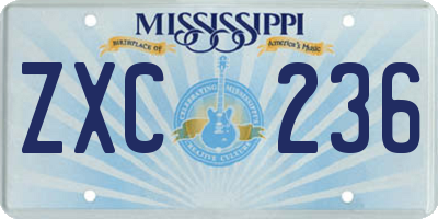 MS license plate ZXC236