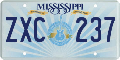 MS license plate ZXC237