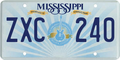 MS license plate ZXC240