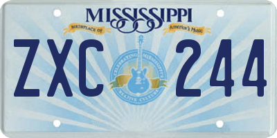 MS license plate ZXC244