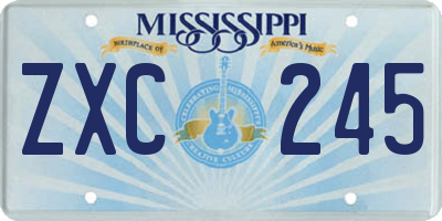 MS license plate ZXC245