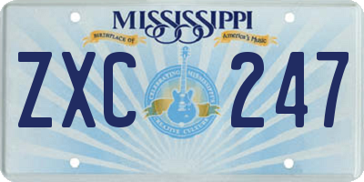 MS license plate ZXC247