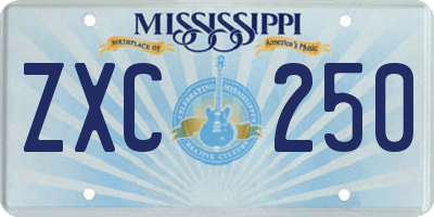 MS license plate ZXC250