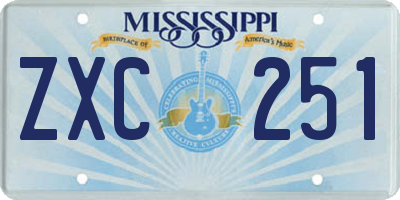 MS license plate ZXC251
