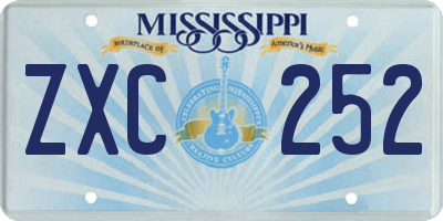 MS license plate ZXC252