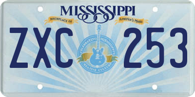 MS license plate ZXC253