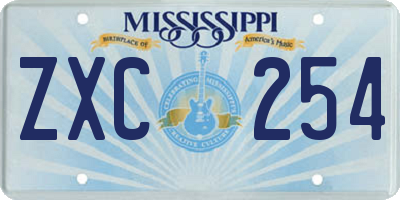 MS license plate ZXC254