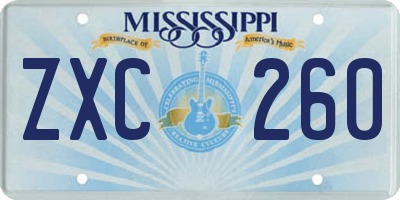 MS license plate ZXC260