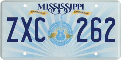 MS license plate ZXC262