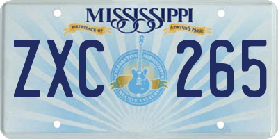 MS license plate ZXC265