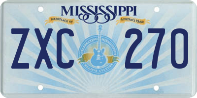 MS license plate ZXC270