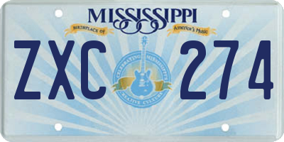 MS license plate ZXC274