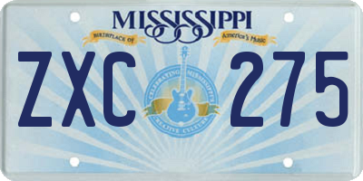 MS license plate ZXC275