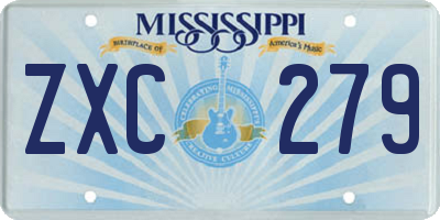 MS license plate ZXC279
