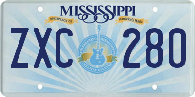 MS license plate ZXC280