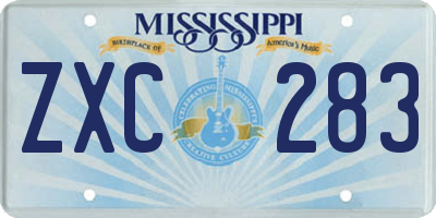 MS license plate ZXC283