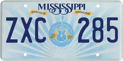 MS license plate ZXC285