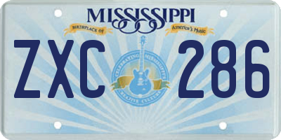 MS license plate ZXC286