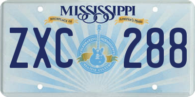 MS license plate ZXC288