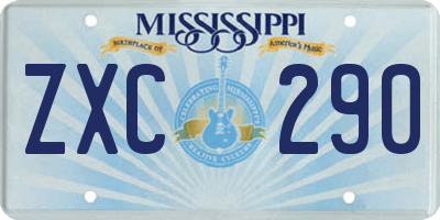 MS license plate ZXC290
