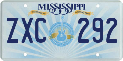 MS license plate ZXC292