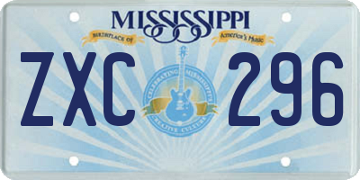 MS license plate ZXC296