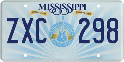 MS license plate ZXC298