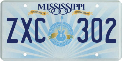 MS license plate ZXC302