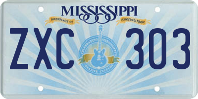 MS license plate ZXC303