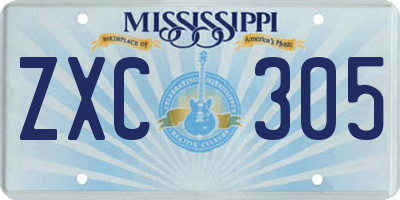 MS license plate ZXC305