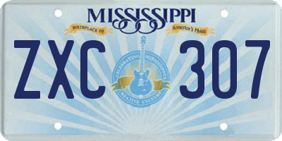 MS license plate ZXC307