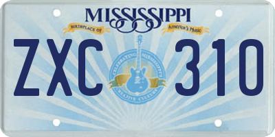 MS license plate ZXC310