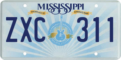 MS license plate ZXC311