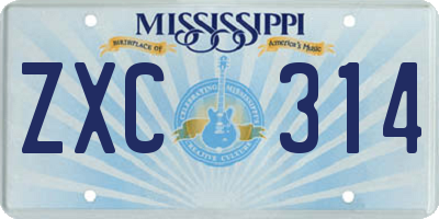 MS license plate ZXC314