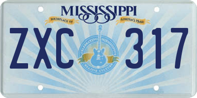 MS license plate ZXC317