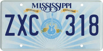 MS license plate ZXC318