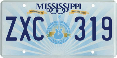 MS license plate ZXC319
