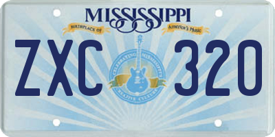 MS license plate ZXC320