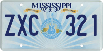 MS license plate ZXC321