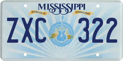 MS license plate ZXC322