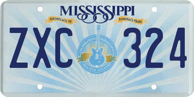 MS license plate ZXC324