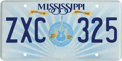 MS license plate ZXC325