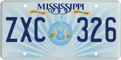 MS license plate ZXC326
