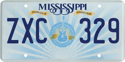 MS license plate ZXC329