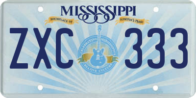 MS license plate ZXC333