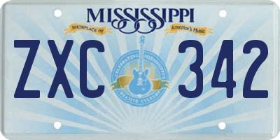 MS license plate ZXC342